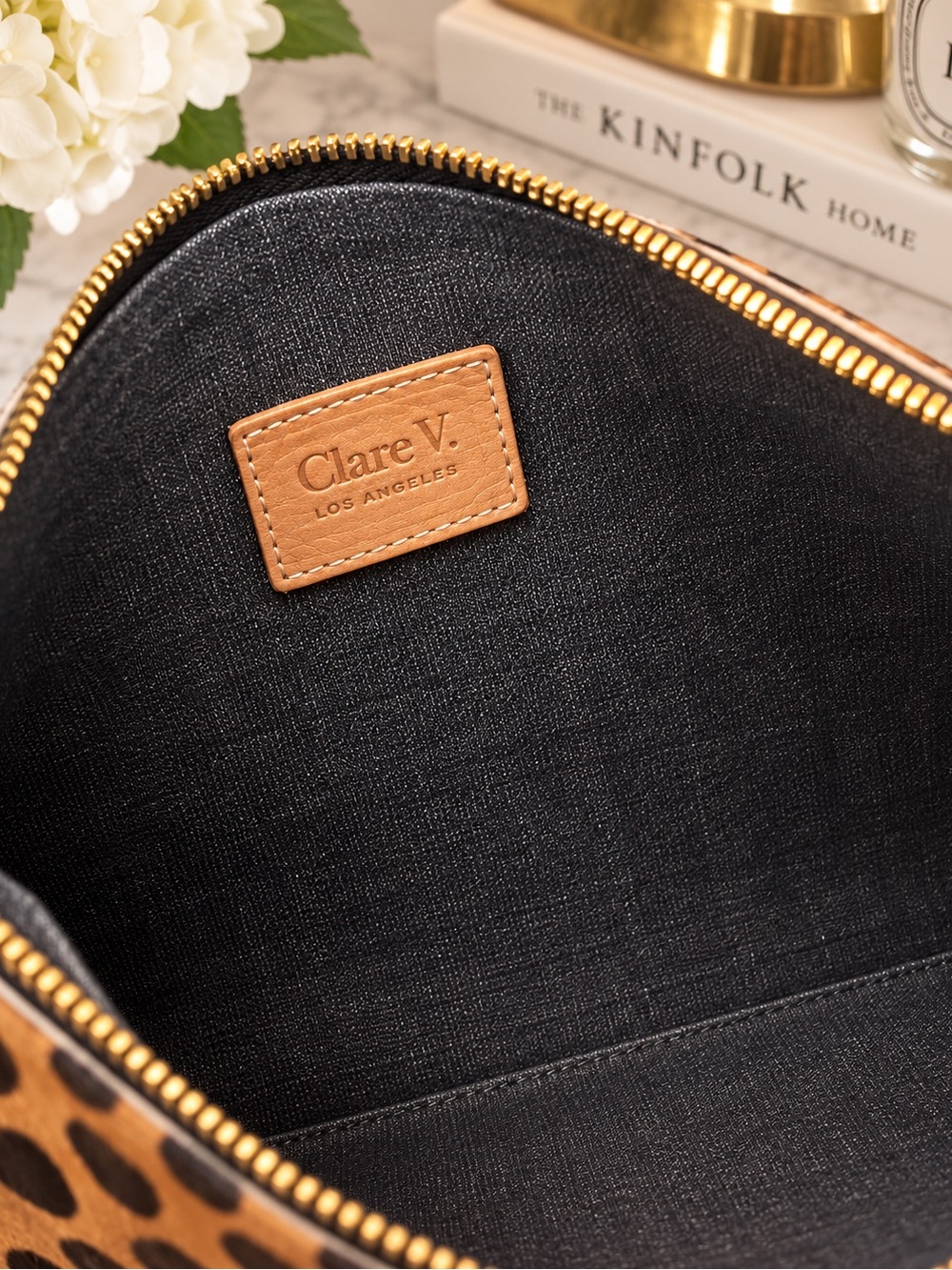 Clare V. Leopard Cow Hair Clutch Bag | Genuine Hair-On Hide - Picture 4 of 5
